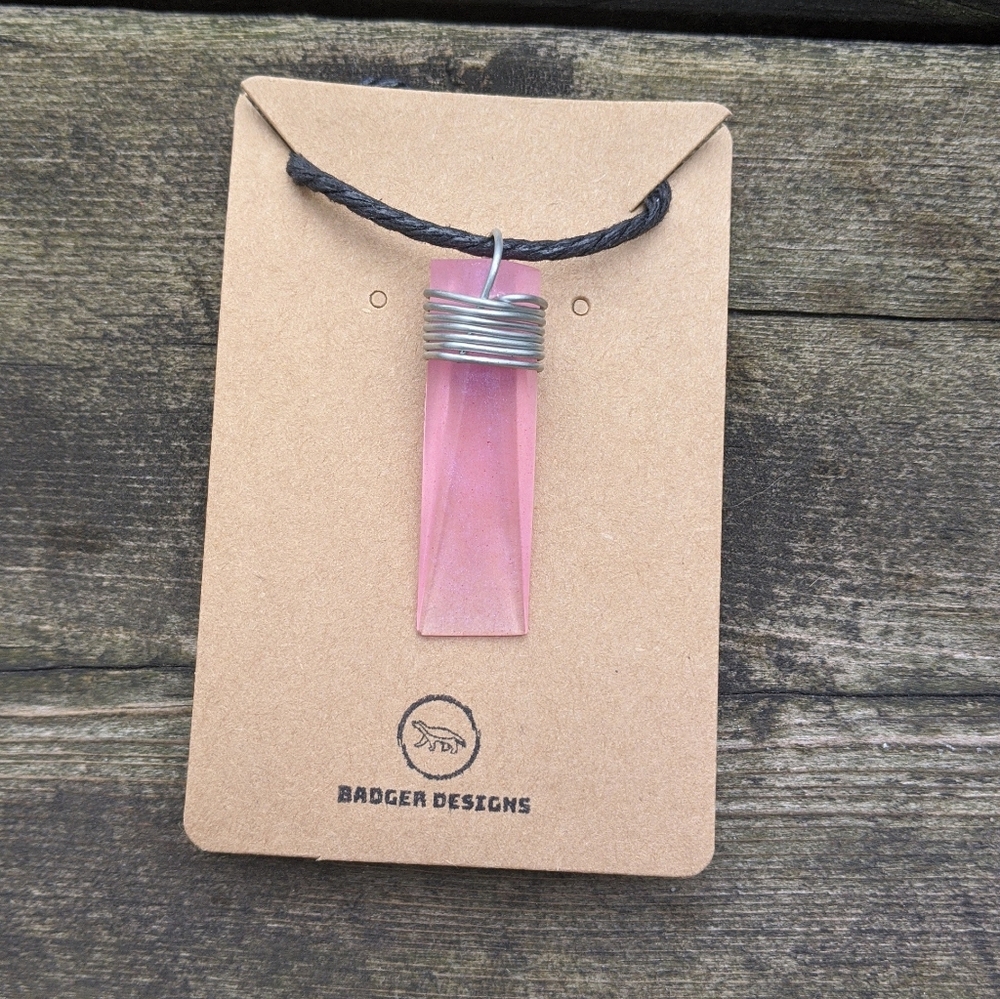 Pink Wedge Crystal Healing Chakra Necklace